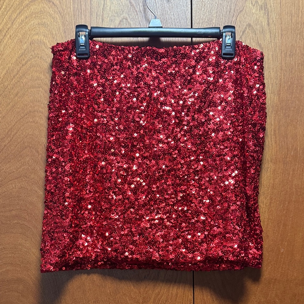 NWT Red Sequin Skirt - Picture 2 of 5